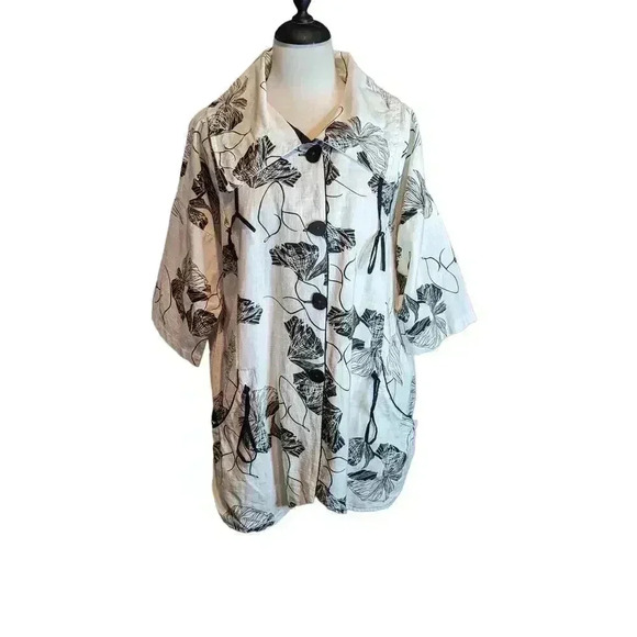 Parsley & Sage Button Up Textured Smock Top Size L - Picture 1 of 9